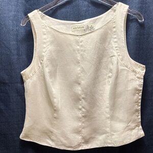 Ann Taylor Ivory Sleeveless Linen-Blend Tank